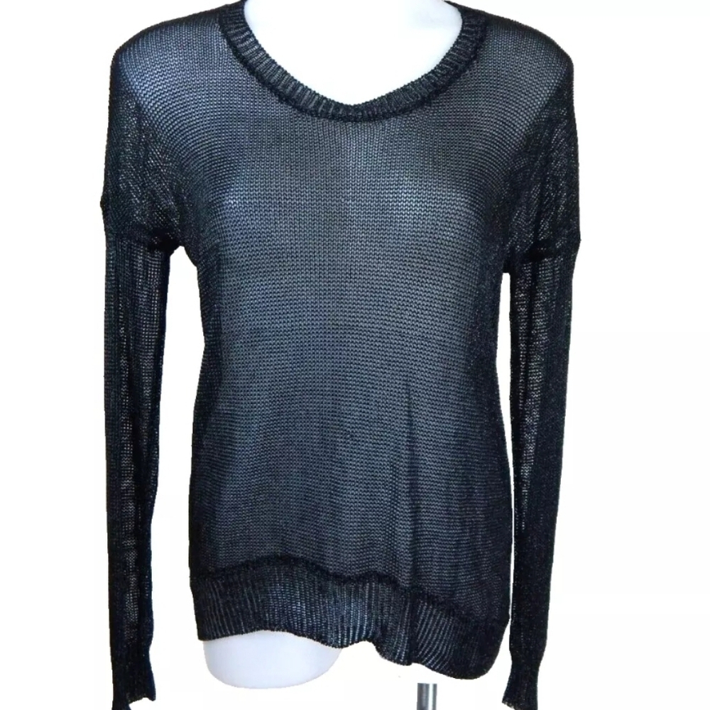 Allsaints‎ Gloss Tailcoat Jumper Sheer Metallic Sweater